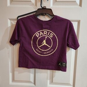 Air Jordan Paris Saint-Germain Boxy Cropped  T-Shirt Girls 10-12 Years NWOT